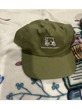 Olive Green Baseball Cap with Embroidered Golf Cart